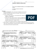 Chemical Reactions Balancing Equations Activity