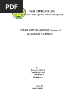 Saint Columban College: Item and Statitical Analysis of Computer 10 in Assessment in Learning 2