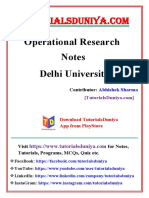 Operational Research Notes