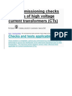 Pre-Commissioning Checks and Tests of High Voltage Current Transformers (CTS)