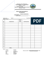 Item Analysis Result (Summary) : Republic of The Philippines Region V - Bicol Division of Albay Malilipot, Albay