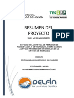 Estudio de La Cinética de Remoción de Paracetamol y Metronidazol Sobre Carbón Activado Prosedente de Residuos de La Síntesis de Bioetanol