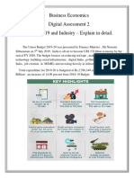 Business Economics Digital Assessment 2 Budget 2019 and Industry - Explain in Detail