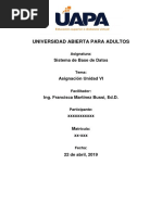 Tarea Tema 6 Base de Datos Uapa RGR