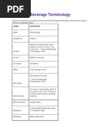 Food and Beverage Terminology