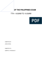 History of The Philippines Exam: TTH - 9:30AM TO 10:30AM