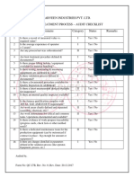 Parveen Industries Pvt. Ltd. Heat Treatment Process - Audit Checklist Sr. No Questionnaire Category Status Remarks