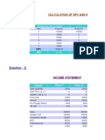 Solution - 1.: Calculation of NPV and Irr