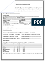 New Patient Health Questionaire 2018