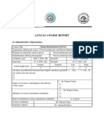 Annual Course Report: A) Administrative Information