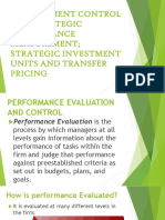 Management Control and Strategic Performance Measurement Strategic Investment Units and Transfer Pricing