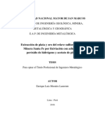 Extracción de Plata y Oro Del Relave Sulfurado de La Minera Santa Fe Por Lixiviación Con Adición de Peróxido de Hidrógeno y Acetato de Plomo