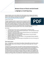 The Relationship Between Access To Finance and Job Growth With A Highlight On Credit Reporting