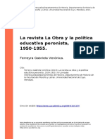 Ferreyra Gabriela Veronica (2013) - La Revista La Obra y La Politica Educativa Peronista, 1950-1955