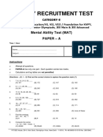 Cat-E Mental Ability Test Paper A