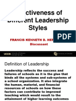 Effectiveness of Different Leadership Styles: Francis Kenneth D. Hernandez Discussant