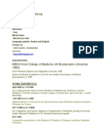 Curriculum Vitae: MBCH From College of Medicine (Al Mustanseria University 1983)