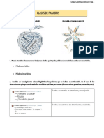 Clases de Palabras. Ejercicios PDF