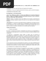 Factores Condicionantes de La Creación de Empresas en Perú