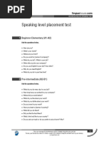 Speaking Level Placement Test Business English PDF