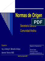 Normas de Origen de La Secretaria General Comunidad Andina