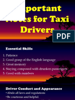 Important Notes For Taxi Drivers