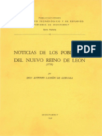 Antonio Ladrón de Guevara, Noticias de Los Poblados Del Nuevo Reino de León, 1739