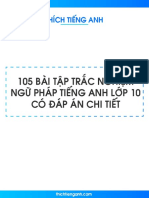 (ThichTiengAnh.com) 105 Bài Tập Trắc Nghiệm Ngữ Pháp Tiếng Anh Lớp 10 Có Đáp Án Chi Tiết