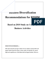 Business Diversification Recommendations For RISDM: Based On 2010 Study On Company Business Activities