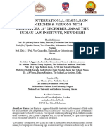 One Day International Seminar On Human Rights & Persons With Disabilities, 21 December, 2019 at The Indian Law Institute, New Delhi