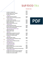 Sap Fi/Co: Transaction Codes