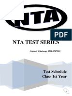 Nta Test Series: Test Schedule Class 1st Year