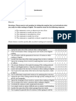 Questionnaire English Reading Comprehension