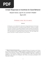 Inmate Responses To Incentives For Good Behavior: Benjamin Hansen, Logan M. Lee, and Glen R. Waddell May 9, 2015