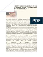 Reconocimiento y Regularización de Los Consejos Directivos en Personas Juridicas No Societarias