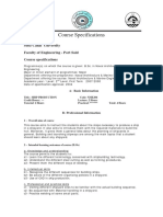 Course Specifications: Suez Canal University Faculty of Engineering - Port Said Course Specifications