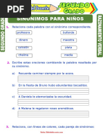 Sinónimos para Niños para Segundo Grado de Primaria