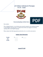 Universidad Cristiana Autónoma de Nicaragua UCAN - Estelí: Classroom Speaking Activities Survey