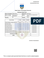 Semester Grade Card