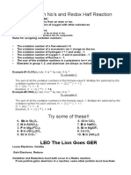 Oxidation No's and Redox Half Reaction: LEO The Lion Goes GER