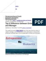 Difference Between Entrepreneur and Manager