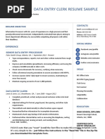 Data Entry Clerk Resume Sample Unique Blue