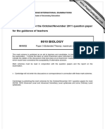 0610 BIOLOGY: MARK SCHEME For The October/November 2011 Question Paper For The Guidance of Teachers