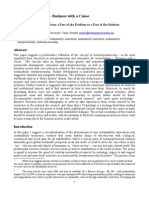 (BOOK CHAPTER - CONFERENCE PROCEEDINGS, 2006) Sustainopreneurship - Business With A Cause. Turning Business Activity From A Part of The Problem To A Part of The Solution