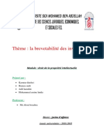 La Brevetabilité Des Inventions