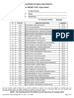 Rawalpindi Women University 1st MERIT LIST (Open Merit) : Faculty of Sciences Faculty: Department: Physics