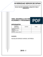 Desarrollo de Fórmula Polinómica y Programación de Obra