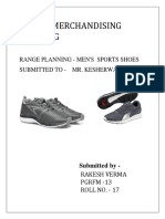 Retail Merchandising & Buying: Range Planning - Men'S Sports Shoes Submitted To - Mr. Kesherwani Sir