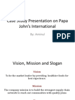 Case Study Presentation On Papa John's International: By: Aminul