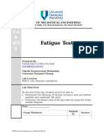 Fatigue Test: Faculty of Mechanical Engineering